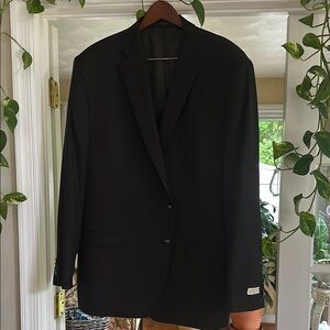 Michael Kors Black Wool-Blend Blazer with Notched Lapel